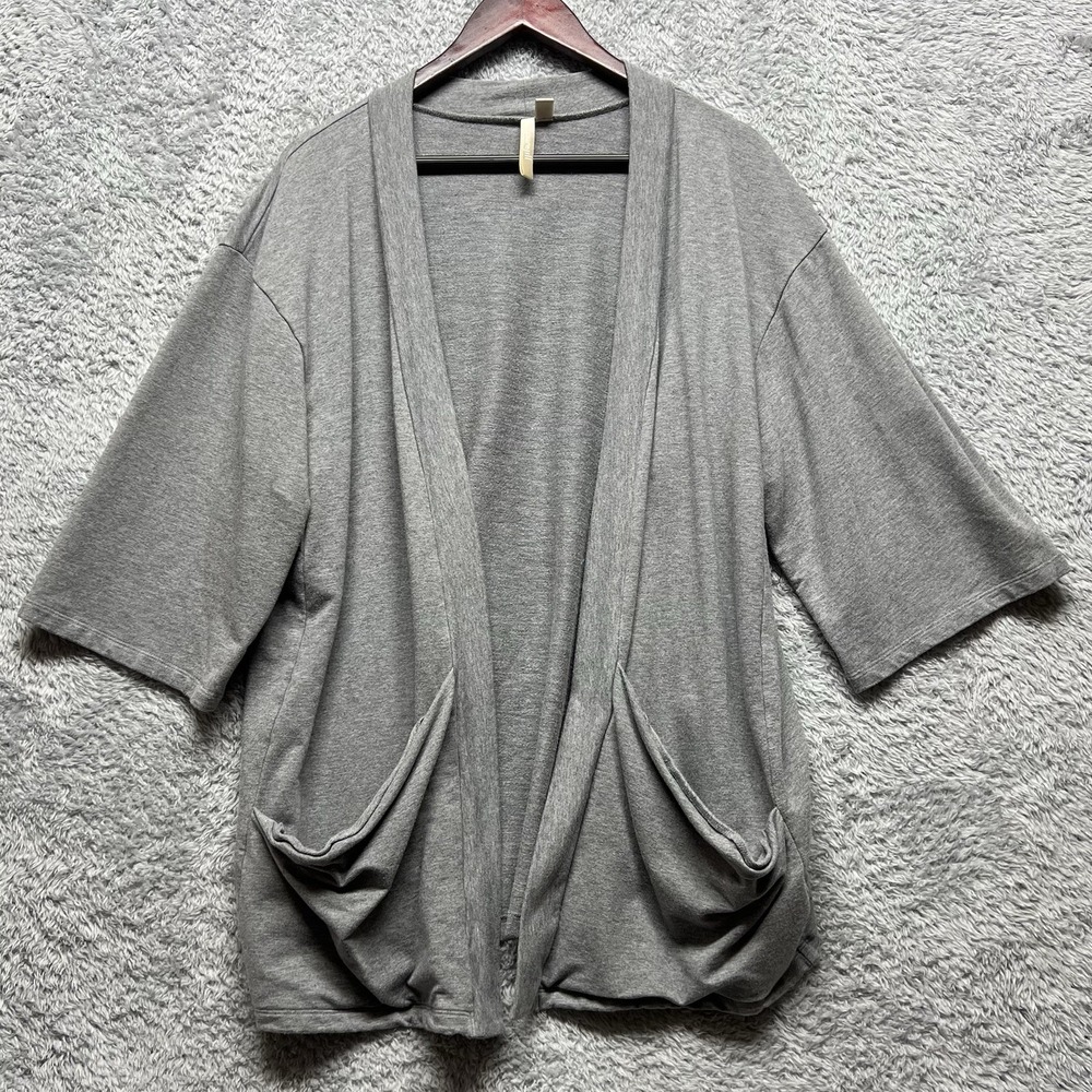 J Jill Cardigan Womens XL Gray Open Front 3/4 Sleeve‎ Drape Relaxed Pockets